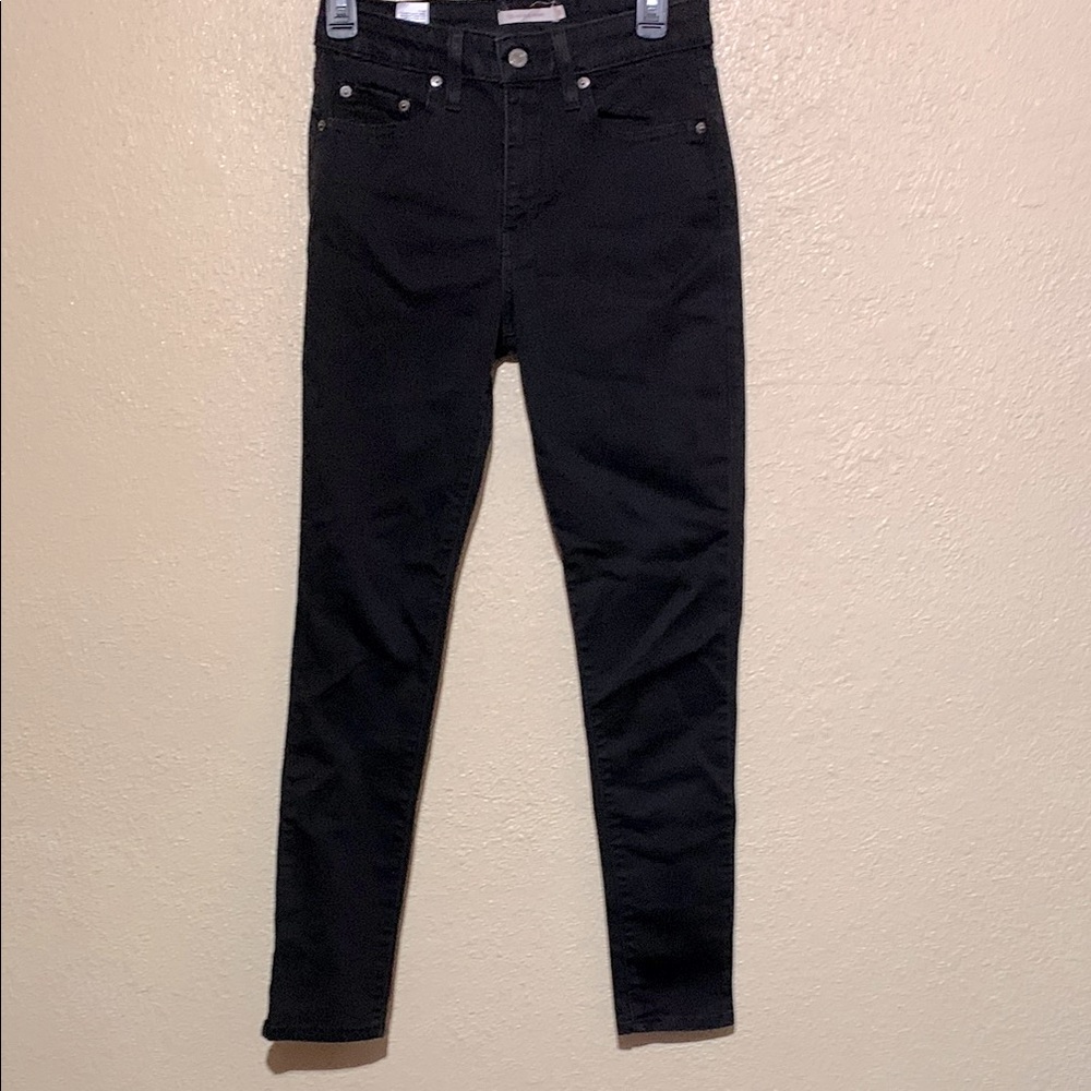 Levi's Strauss Jeans 28 Black LOGO Stretchy 721 High Rise Skinny 5-pocket Cotton